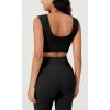 imageODODOS 2Pack Crop Tank Tops for Women Seamless Ribbed Scoop Neck Low Back Sleeveless TopsBlackclay