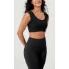 imageODODOS 2Pack Crop Tank Tops for Women Seamless Ribbed Scoop Neck Low Back Sleeveless TopsBlackwhite