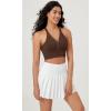 imageODODOS 2Pack Seamless Henley Crop for Women Open Back Ribbed Tank Buttonup Cropped TopBlackbrunette