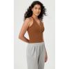 imageODODOS 2Pack Seamless Henley Crop for Women Open Back Ribbed Tank Buttonup Cropped TopBlackclay