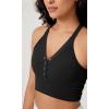 imageODODOS 2Pack Seamless Henley Crop for Women Open Back Ribbed Tank Buttonup Cropped TopBlackmushroom