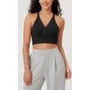imageODODOS 2Pack Seamless Henley Crop for Women Open Back Ribbed Tank Buttonup Cropped TopBlackmushroom