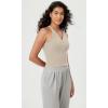 imageODODOS 2Pack Seamless Henley Crop for Women Open Back Ribbed Tank Buttonup Cropped TopMushroombrunette