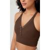 imageODODOS 2Pack Seamless Henley Crop for Women Open Back Ribbed Tank Buttonup Cropped TopMushroombrunette