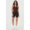 imageODODOS 2Pack Seamless Henley Crop for Women Open Back Ribbed Tank Buttonup Cropped TopMushroombrunette