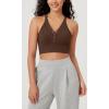 imageODODOS 2Pack Seamless Henley Crop for Women Open Back Ribbed Tank Buttonup Cropped TopMushroombrunette