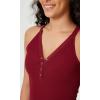 imageODODOS 2Pack Seamless Henley Crop for Women Open Back Ribbed Tank Buttonup Cropped TopTealred