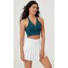 imageODODOS 2Pack Seamless Henley Crop for Women Open Back Ribbed Tank Buttonup Cropped TopTealred
