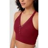 imageODODOS 2Pack Seamless Henley Crop for Women Open Back Ribbed Tank Buttonup Cropped TopTealred