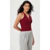 imageODODOS 2Pack Seamless Henley Crop for Women Open Back Ribbed Tank Buttonup Cropped TopTealred