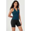 imageODODOS 2Pack Seamless Henley Crop for Women Open Back Ribbed Tank Buttonup Cropped TopTealred