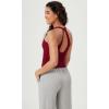 imageODODOS 2Pack Seamless Henley Crop for Women Open Back Ribbed Tank Buttonup Cropped TopTealred
