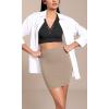 imageODODOS Seamless Mini Skirt for Women Ribbed High Waisted Bodycon Basic Pencil SkirtsTaupe