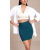 imageODODOS Seamless Mini Skirt for Women Ribbed High Waisted Bodycon Basic Pencil SkirtsTeal