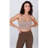 imageODODOS Seamless Sports Bra for Women Ribbed Camisoles Non Padding Yoga Bra Crop Tank TopsBark