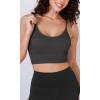 imageODODOS Seamless Sports Bra for Women Ribbed Camisoles Non Padding Yoga Bra Crop Tank TopsCharcoaldusty Bluebark