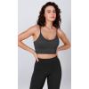 imageODODOS Seamless Sports Bra for Women Ribbed Camisoles Non Padding Yoga Bra Crop Tank TopsCharcoaldusty Bluebark