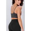 imageODODOS Seamless Sports Bra for Women Ribbed Camisoles Non Padding Yoga Bra Crop Tank TopsCharcoaldusty Bluebark