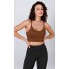 imageODODOS Seamless Sports Bra for Women Ribbed Camisoles Non Padding Yoga Bra Crop Tank TopsClay