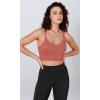 imageODODOS Seamless Sports Bra for Women Ribbed Camisoles Non Padding Yoga Bra Crop Tank TopsCoral