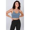 imageODODOS Seamless Sports Bra for Women Ribbed Camisoles Non Padding Yoga Bra Crop Tank TopsDusty Blue