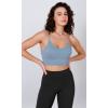 imageODODOS Seamless Sports Bra for Women Ribbed Camisoles Non Padding Yoga Bra Crop Tank TopsIceberg