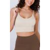 imageODODOS Seamless Sports Bra for Women Ribbed Camisoles Non Padding Yoga Bra Crop Tank TopsIvory