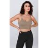 imageODODOS Seamless Sports Bra for Women Ribbed Camisoles Non Padding Yoga Bra Crop Tank TopsTaupe