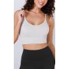 imageODODOS Seamless Sports Bra for Women Ribbed Camisoles Non Padding Yoga Bra Crop Tank TopsWhitebeigeocean