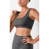 imageODODOS Seamless Square Neck Sports Bra for Women Ribbed Crop Tank Casual Low Back Cropped TopsCharcoal