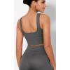 imageODODOS Seamless Square Neck Sports Bra for Women Ribbed Crop Tank Casual Low Back Cropped TopsCharcoal