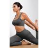 imageODODOS Seamless Square Neck Sports Bra for Women Ribbed Crop Tank Casual Low Back Cropped TopsCharcoal
