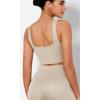 imageODODOS Seamless Square Neck Sports Bra for Women Ribbed Crop Tank Casual Low Back Cropped TopsMushroom