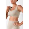 imageODODOS Seamless Square Neck Sports Bra for Women Ribbed Crop Tank Casual Low Back Cropped TopsMushroom