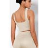 imageODODOS Seamless Square Neck Sports Bra for Women Ribbed Crop Tank Casual Low Back Cropped TopsOat Milk