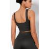 imageODODOS Seamless Square Neck Sports Bra for Women Ribbed Crop Tank Casual Low Back Cropped TopsOnyx Black