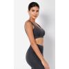 imageODODOS Seamless Square Neck Sports Bra for Women Ribbed Crop Tank Casual Low Back Cropped TopsStone Washing Black