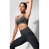 imageODODOS Seamless Square Neck Sports Bra for Women Ribbed Crop Tank Casual Low Back Cropped TopsStone Washing Charcoal