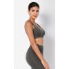 imageODODOS Seamless Square Neck Sports Bra for Women Ribbed Crop Tank Casual Low Back Cropped TopsStone Washing Charcoal