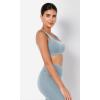 imageODODOS Seamless Square Neck Sports Bra for Women Ribbed Crop Tank Casual Low Back Cropped TopsStone Washing Coast Line