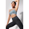 imageODODOS Seamless Square Neck Sports Bra for Women Ribbed Crop Tank Casual Low Back Cropped TopsStone Washing Coast Line