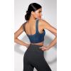 imageODODOS Seamless Square Neck Sports Bra for Women Ribbed Crop Tank Casual Low Back Cropped TopsStone Washing Cobalt Blue