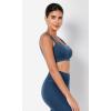 imageODODOS Seamless Square Neck Sports Bra for Women Ribbed Crop Tank Casual Low Back Cropped TopsStone Washing Cobalt Blue