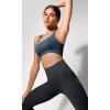imageODODOS Seamless Square Neck Sports Bra for Women Ribbed Crop Tank Casual Low Back Cropped TopsStone Washing Denim Blue