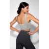 imageODODOS Seamless Square Neck Sports Bra for Women Ribbed Crop Tank Casual Low Back Cropped TopsStone Washing Grey