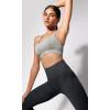 imageODODOS Seamless Square Neck Sports Bra for Women Ribbed Crop Tank Casual Low Back Cropped TopsStone Washing Grey