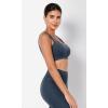 imageODODOS Seamless Square Neck Sports Bra for Women Ribbed Crop Tank Casual Low Back Cropped TopsStone Washing Navy