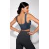 imageODODOS Seamless Square Neck Sports Bra for Women Ribbed Crop Tank Casual Low Back Cropped TopsStone Washing Navy