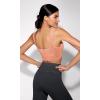 imageODODOS Seamless Square Neck Sports Bra for Women Ribbed Crop Tank Casual Low Back Cropped TopsStone Washing Orange
