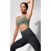 imageODODOS Seamless Square Neck Sports Bra for Women Ribbed Crop Tank Casual Low Back Cropped TopsStone Washing Sage Green